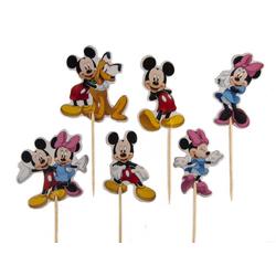 Mickey en Minnie Mouse | 24 stuks | cocktail prikker | cupcake decoratie | prikkers met versiering | taartversiering